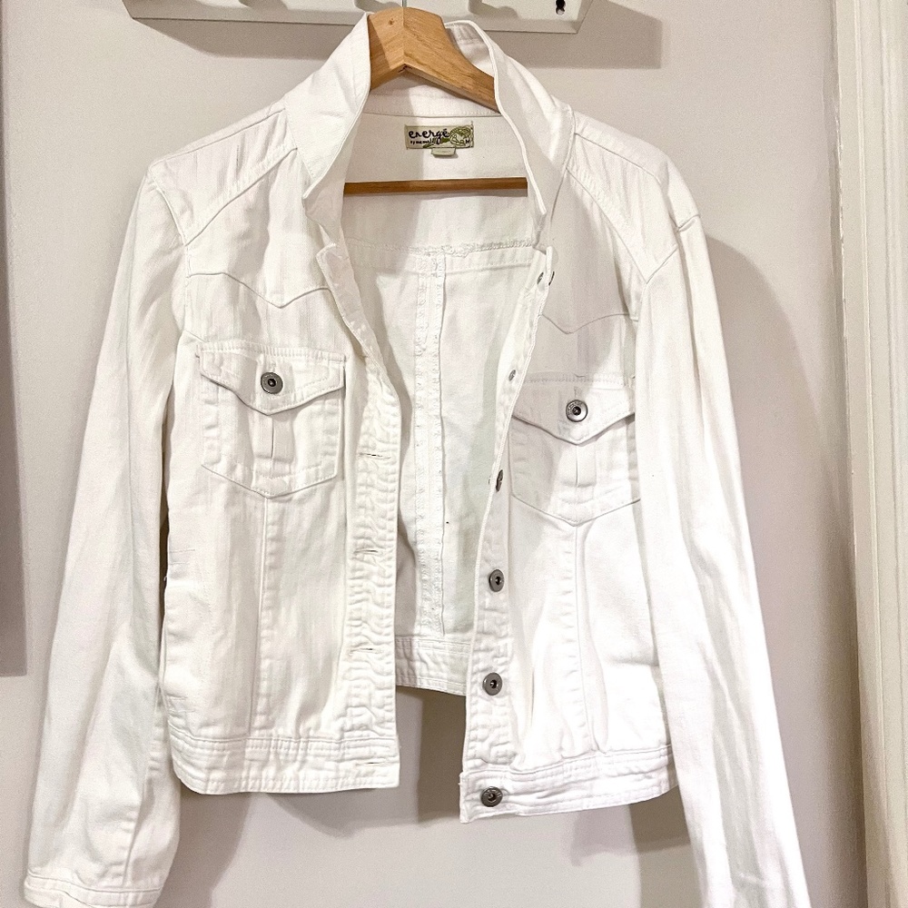 Energe White Denim Jacket, Size M